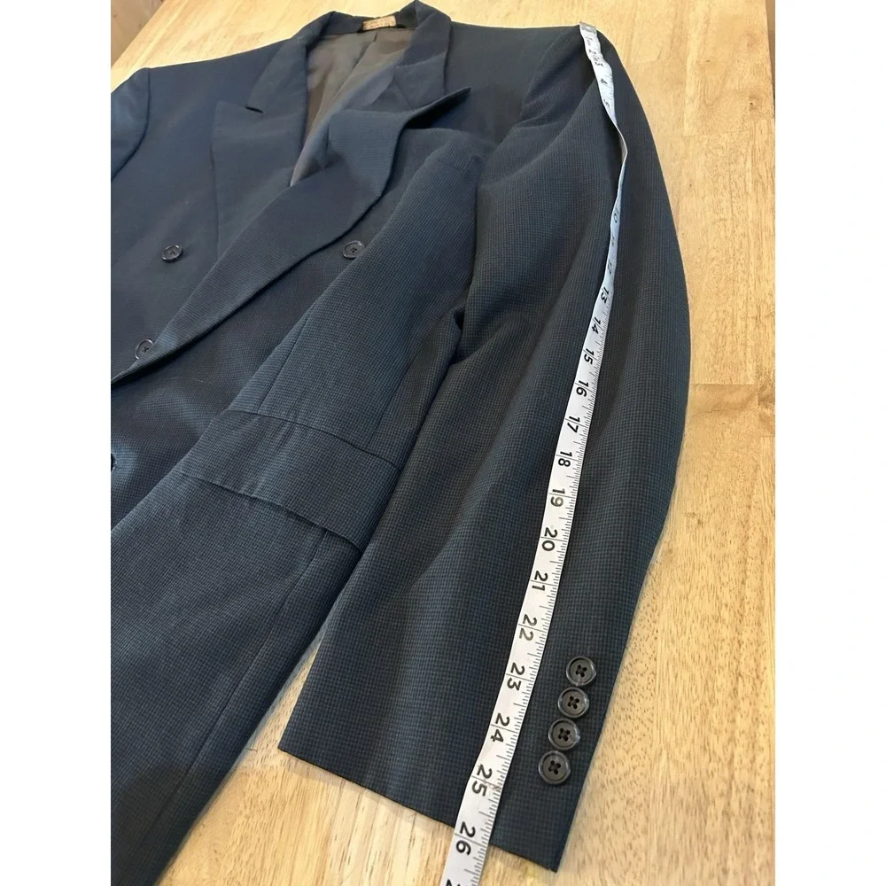 MEETING STREET Blazer Men's‎ Size 46 L Navy Herringbone Wool Double Breasted